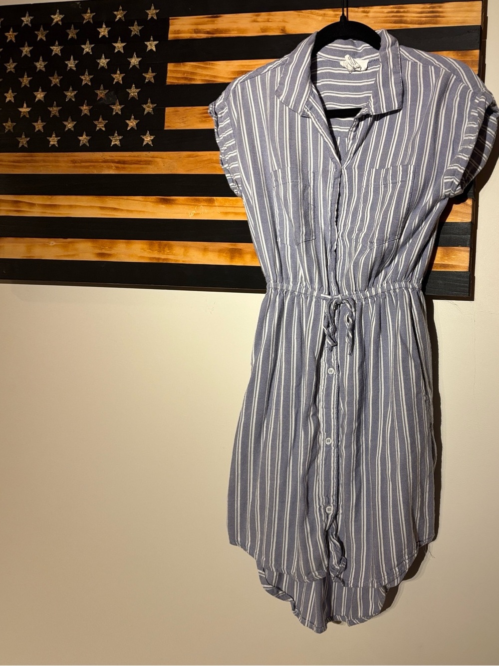 Japna Blue and White Striped Midi Dress